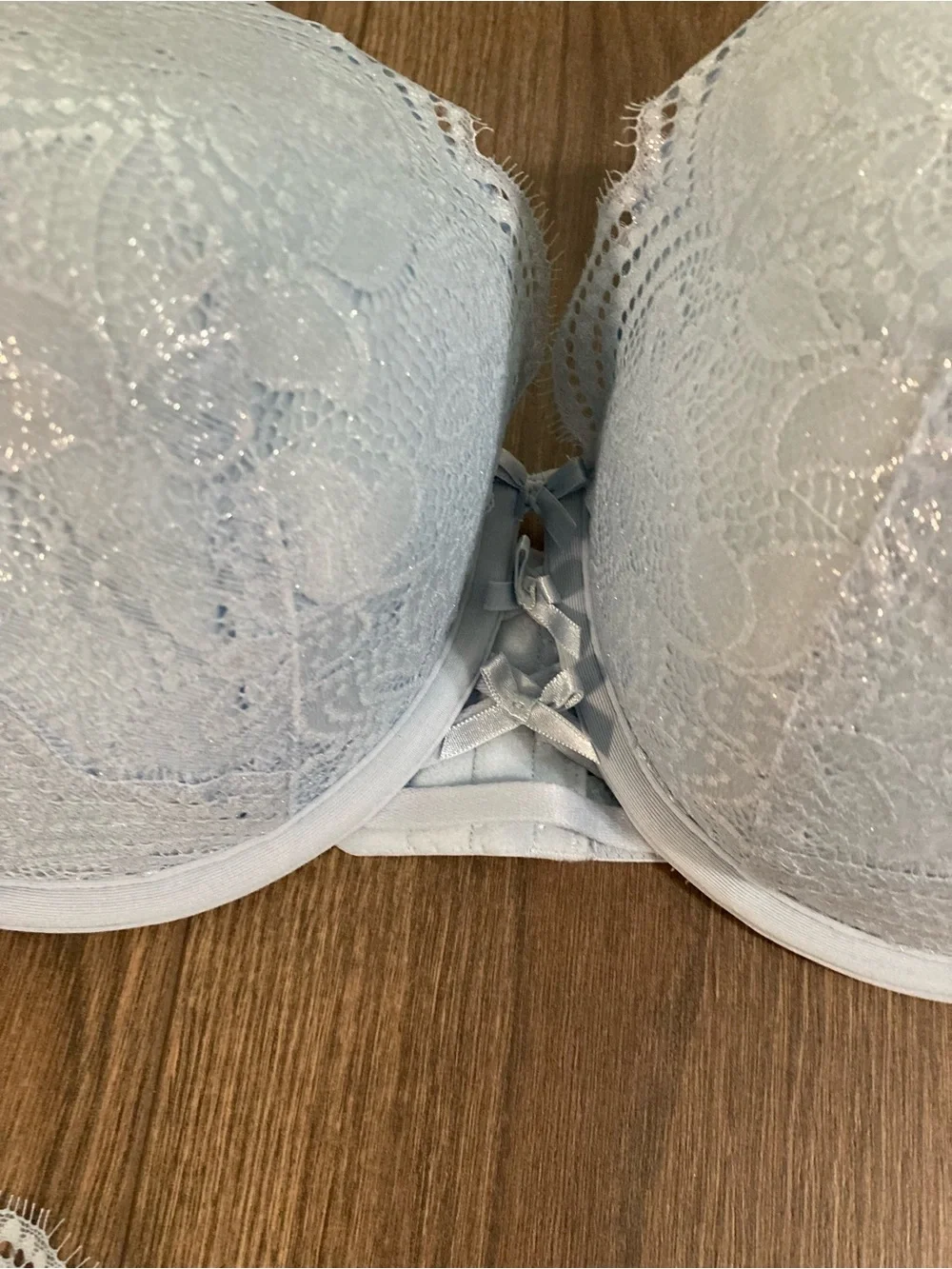 Cacique Boost Balconette Bra Light Blue Lace With Pantie Set Size 42F 18/20